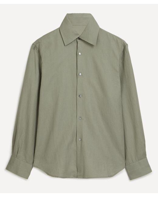 STÒFFA Green Mens Spread Collar Washed Cotton-linen Shirt 38/48 for men