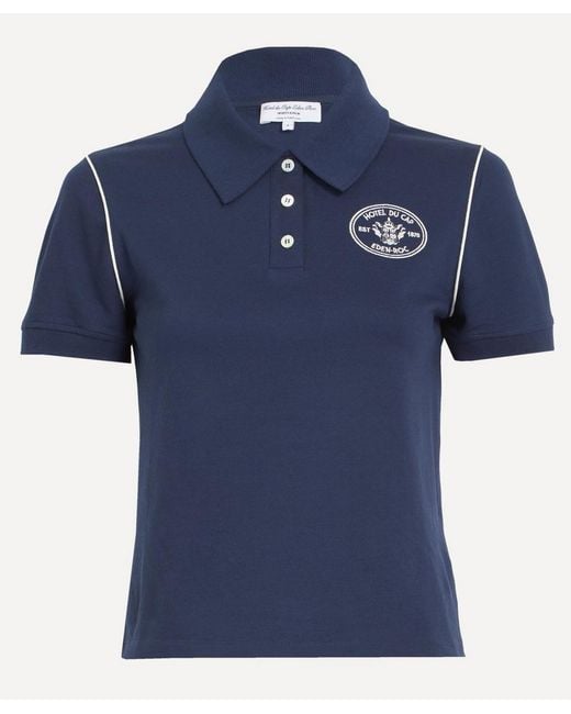 Sporty & Rich Blue Eden Crest Embroidered Pique Polo Shirt