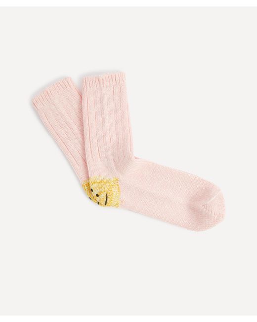 Kapital Pink Mens Three-pack Rainbow Happy Heel Socks One Size for men