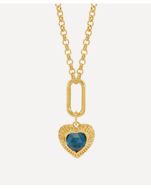 Rachel Jackson Metallic 22Ct-Plated Personalised Electric Love Topaz Hardware Heart Necklace