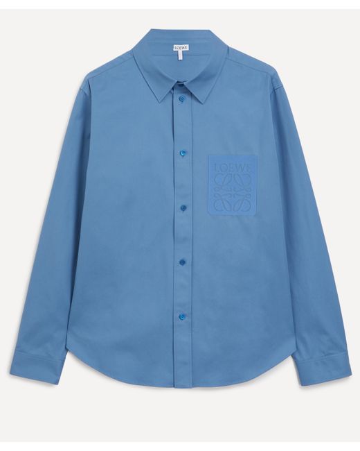 Loewe Blue Mens Cotton Twill Anagram Shirt 42 for men