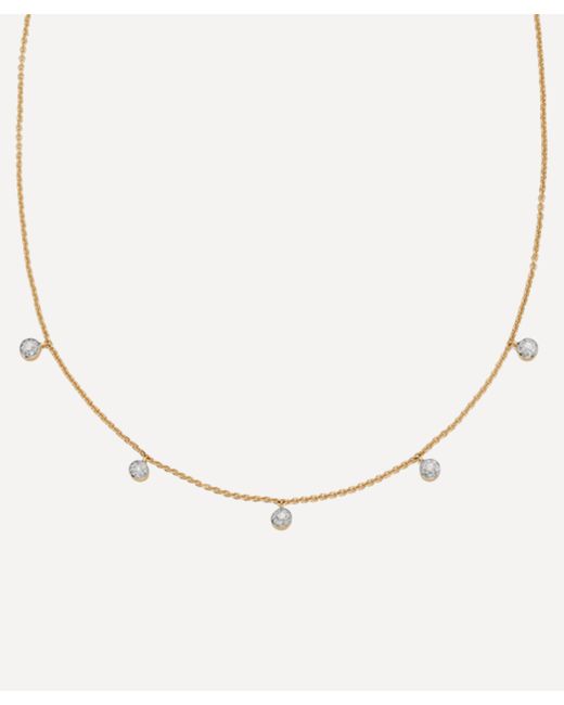 Monica Vinader Natural Gold Plated Vermeil Silver Fiji Tiny Diamond Button Necklace