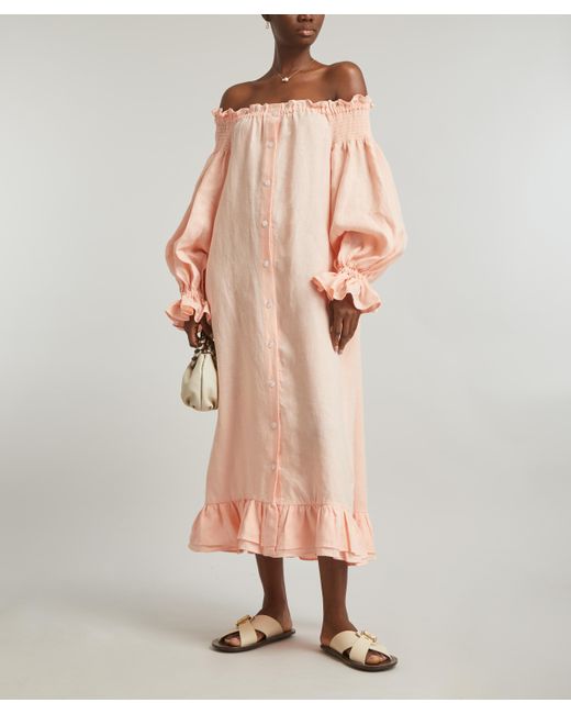 Sleeper Pink Women's Romantica Loungewear Linen Dress One Size