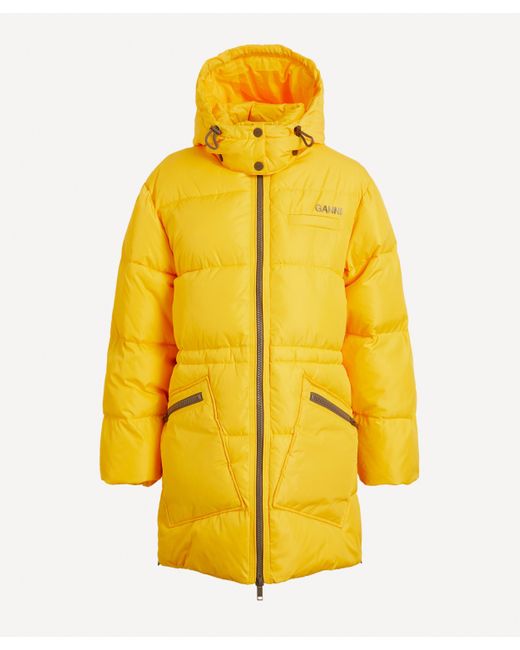 Ganni Synthetic Tech Puffer Oversized Jacket in Yellow - Lyst