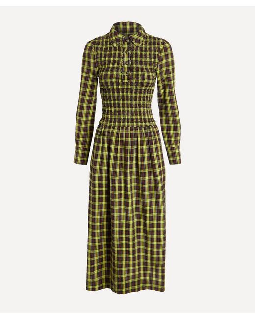 Damson Madder Hazel Long-Sleeve Midi Dress in Green | Lyst