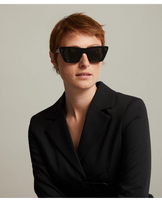 Céline Black Acetate Oversized Angular Sunglasses