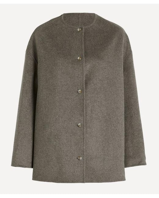 Loulou de Saison Green Dunne Wool-Cashmere Drap Short Coat