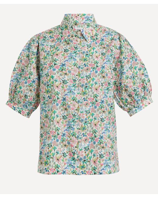 Liberty Blue Women's Dreams Of Summer Tana Lawn Cotton Puff-sleeve Shirt