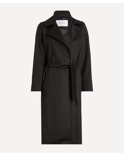 Max Mara Black Manuela Camelwool Robe Coat