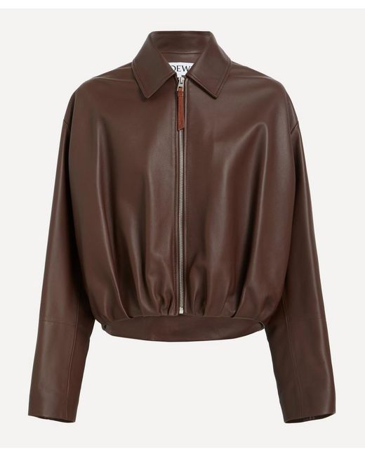 Loewe Brown Draped Nappa Leather Jacket