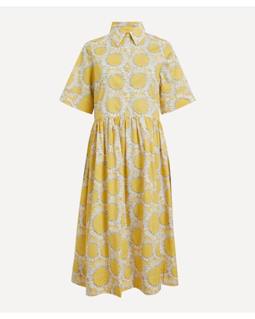 Liberty Yellow Women's Hello Sunshine Tana Lawn Cotton Gallery Shirtdress Xl