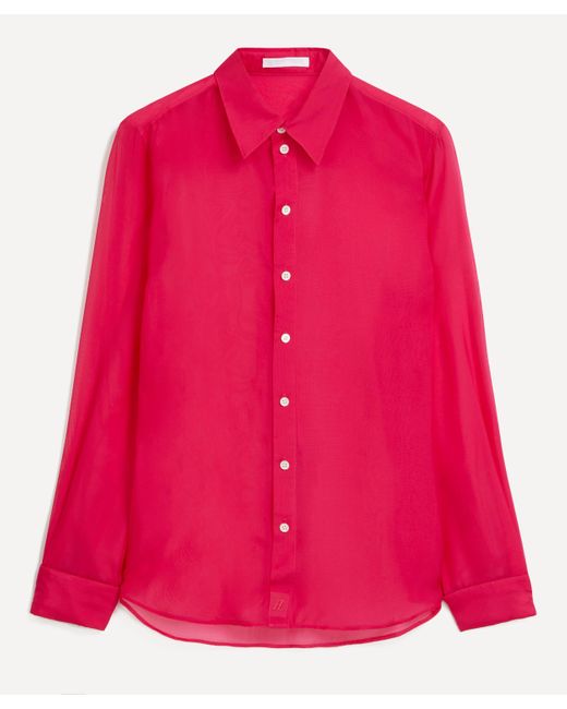 Helmut Lang Pink Women's Magenta Sheer Silk-chiffon Shirt