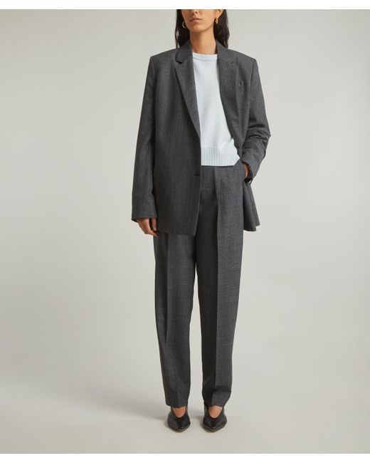 Totême  Gray Women's Single-pleat Tapered Trousers 12