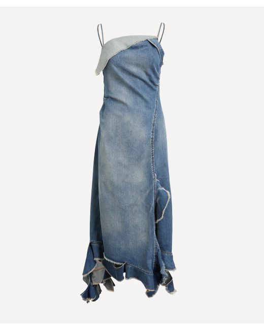 Acne Blue Women's Ruffle Strap Denim Dress 8