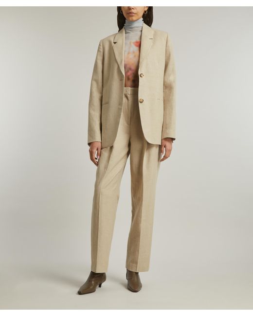 Totême  Natural Women's Linen Tailored Suit Jacket 10
