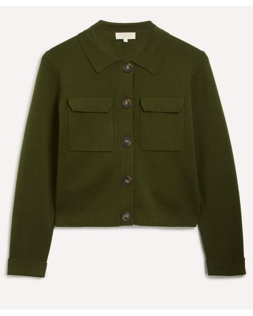 Sezane Green Betty Merino Wool Cardigan