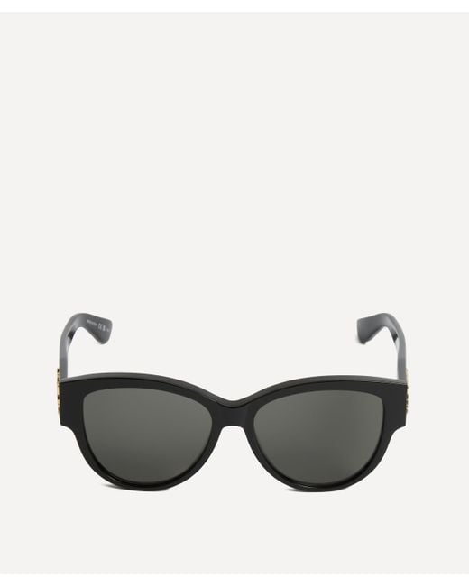 Saint Laurent Gray Women's Black Acetate Cat-eye Sunglasses One Size