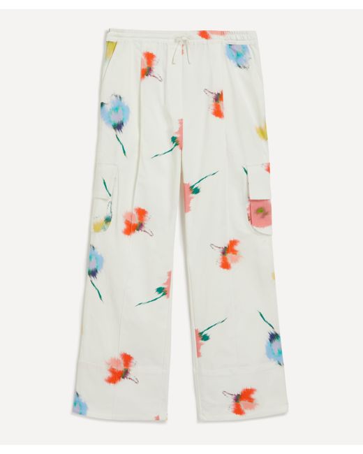 Sleeper White Women's Safari Flower Print Cargo Trousers L-xl