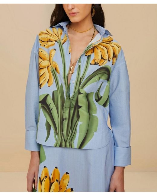 Farm Rio Blue Banana Cocina Striped Shirt