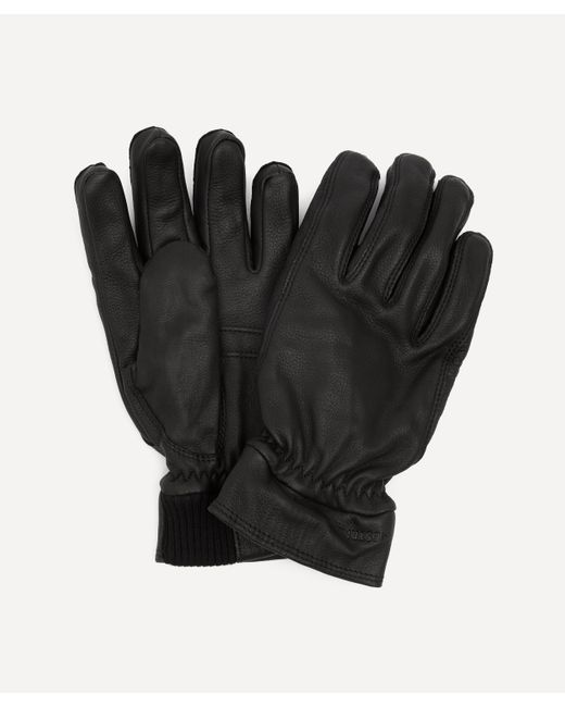 Hestra Black Mens Kjetil Leather Gloves for men