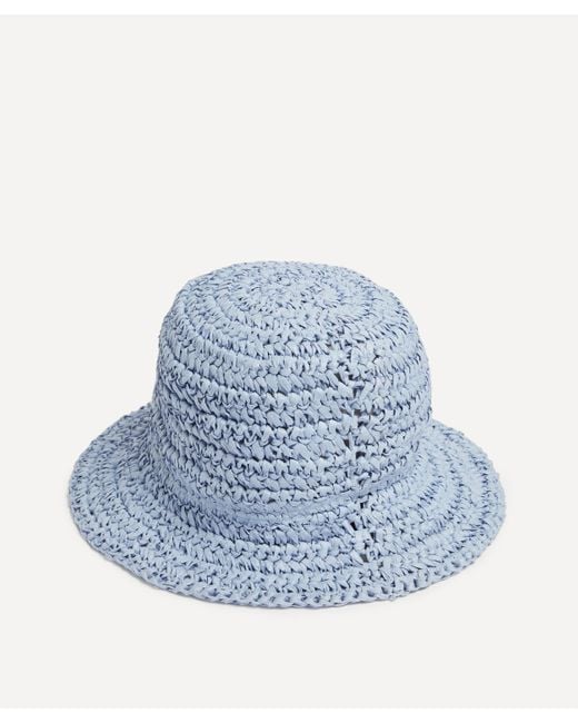 Ganni Women's Blue Summer Straw Hat One Size