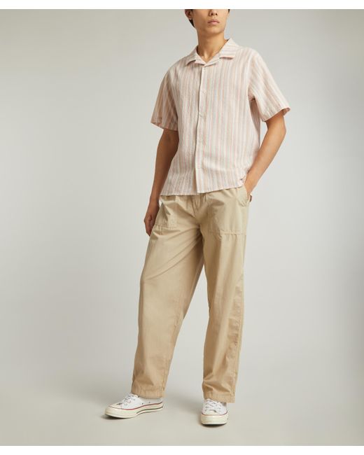 Wax London Natural Mens Didcot Short-sleeve Multi Pastel Stripe Shirt for men