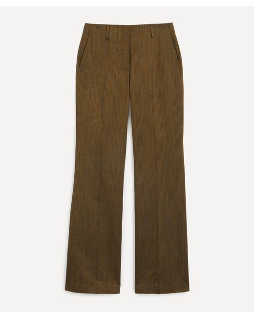 Dries Van Noten Green Women's Straight Leg Striped Trousers 6