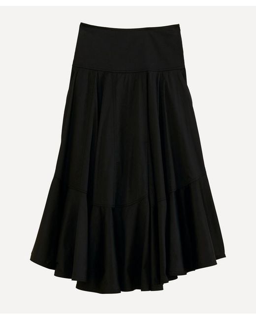 Farm Rio Black Ruffle Midi-Skirt