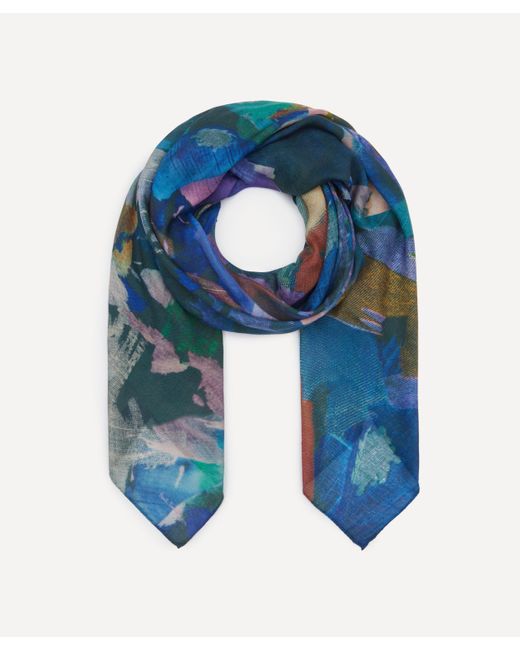 Paul Smith Women's Blue Floral Collage Print Scarf One Size