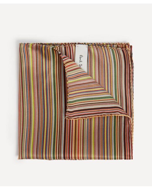 Paul Smith Brown Signature Stripe Silk Pocket Square for men