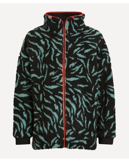 Scamp & Dude Green Women's Jacquard Zebra Fleece Jacket L-xl