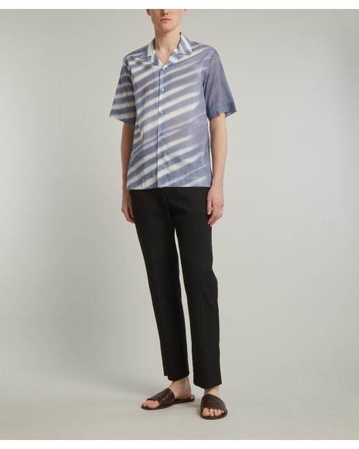 Paul Smith Blue Mens Abstract Stripe Short-sleeve Shirt for men