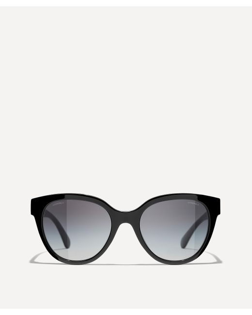 Chanel Women's Round Cat-eye Acetate Sunglasses in Black