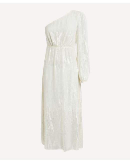 Rixo White Women's Bradshaw One-shoulder Sequin Dress 14