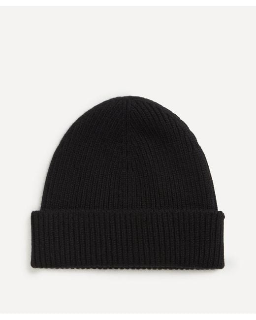 Johnstons of Elgin Men's Black Ribbed Cashmere Beanie