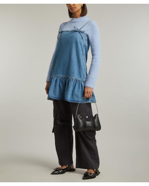 Ganni Blue Women's Tint Denim Mini Dress 10