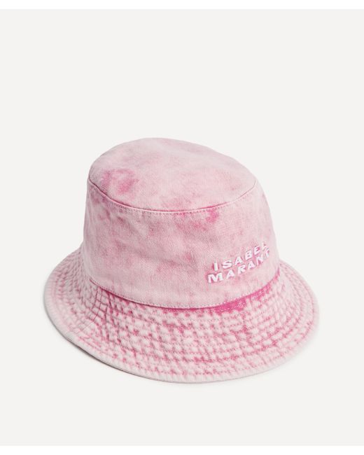Isabel Marant Pink Women's Giorgia Embroidered Logo Denim Bucket Hat 57