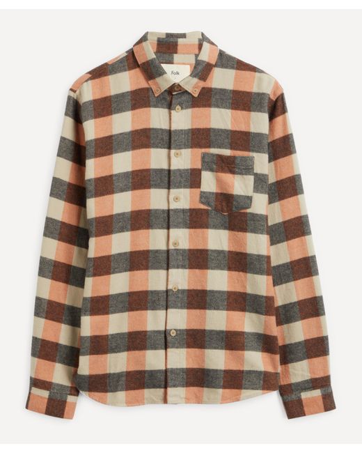 Folk Brown Flannel Check Shirt 4 for men