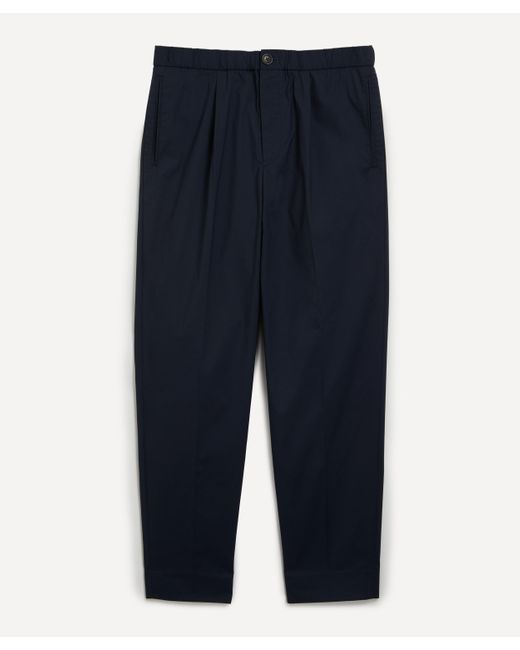 PS by Paul Smith Blue Mens Navy Pleated Cotton-blend Trousers for men