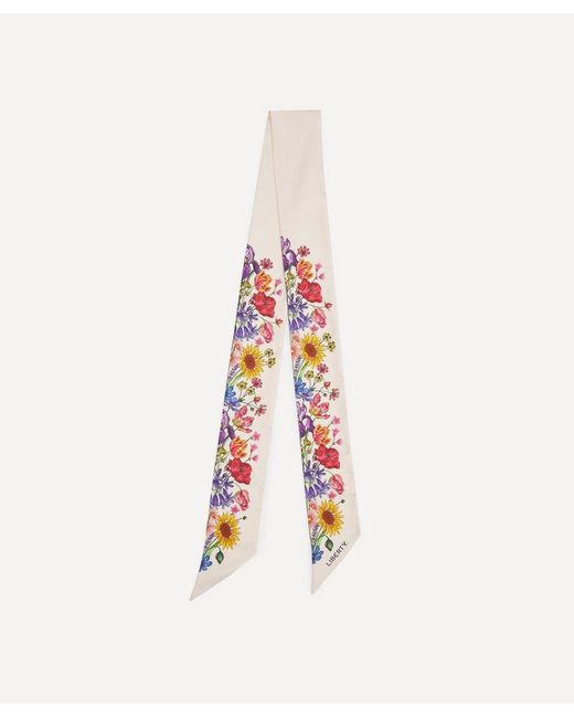 Liberty White Floral Muse 8X160 Skinny Silk Scarf