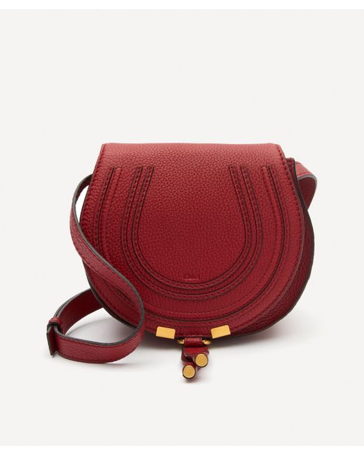 Chloé Red Marcie Mini Leather Saddle Bag