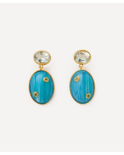 Lizzie Fortunato Blue 24Ct-Plated Mountain Drop Earrings