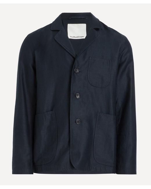 YMC Scutters Cotton-Linen Moleskin Blazer in Blue for Men Lyst UK