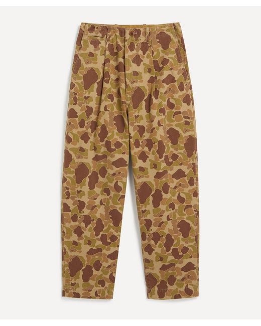 Kapital Brown Camouflage-Print Cotton-Twill Trousers for men