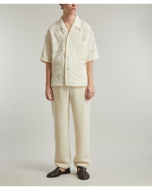 LE17SEPTEMBRE White Mens Embroidered Half-sleeve Shirt 38/48 for men
