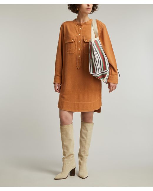 Isabel Marant Orange Women's Venoya Woven Silk Mini-dress 6