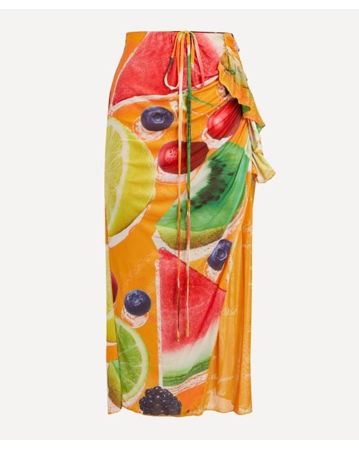 House Of Sunny Orange Women's Some Fruits Skirt 8