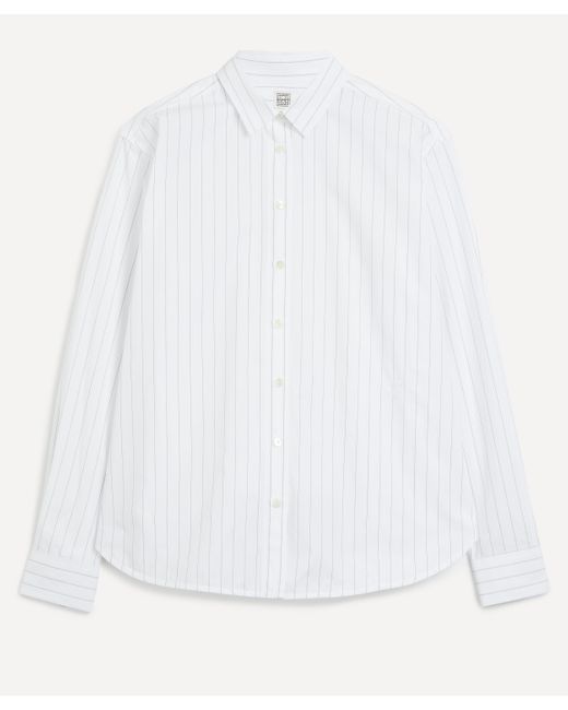 Totême  White Women's Signature Cotton Pinstripe Shirt 6