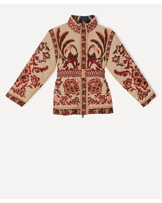 Farm Rio White Toucans Scarf Reversible Puffer Jacket