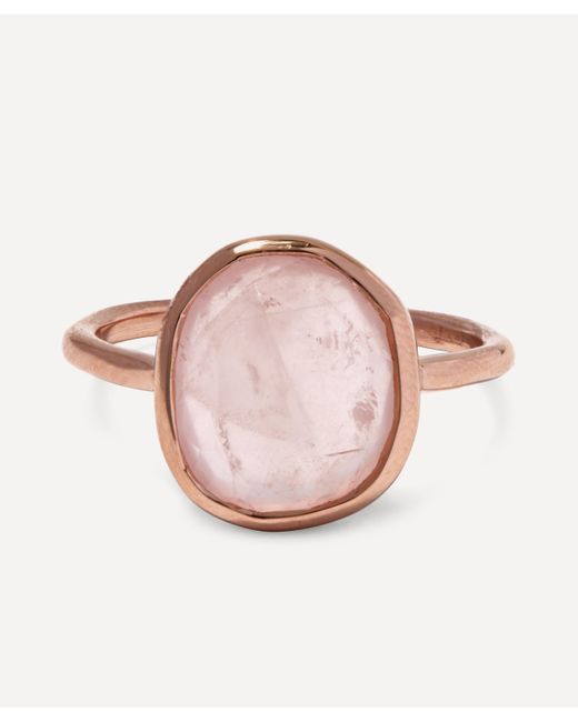 Monica Vinader Pink Rose Gold Plated Vermeil Silver Siren Medium Rose Quartz Stacking Ring